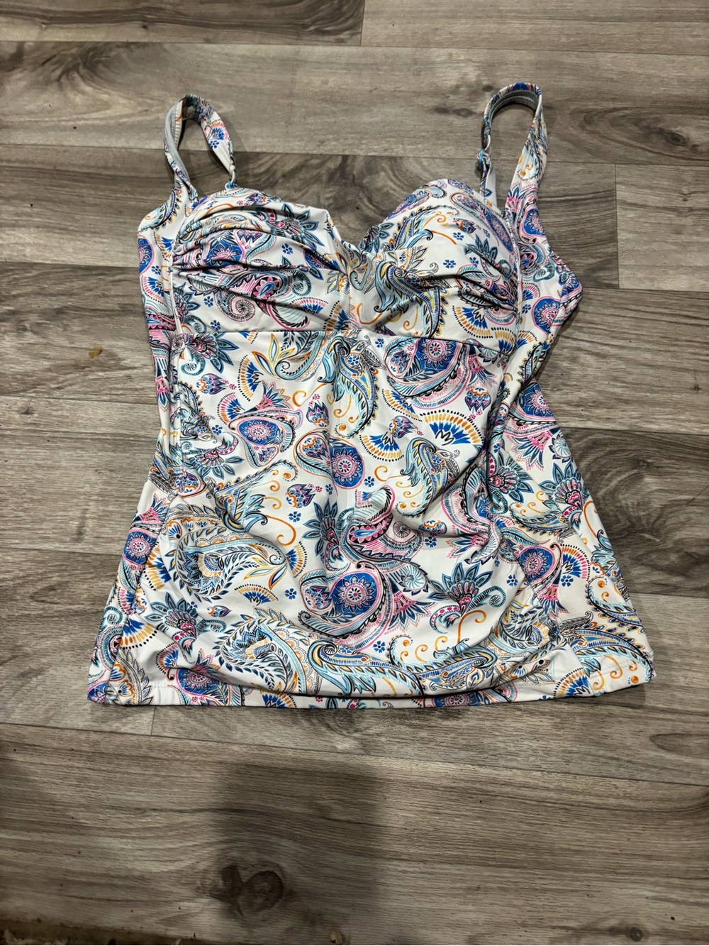 Paisley Print Tankini Top - White Multi
